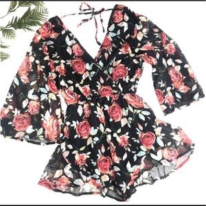 Black Floral Romper